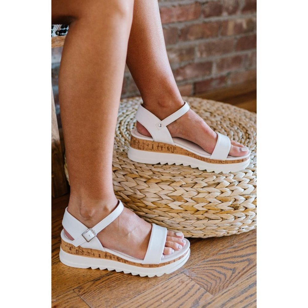Wedge Sandals in White 7.5
